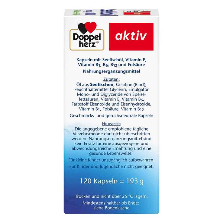 Doppelherz Seefischöl Omega-3 1000 mg+Folsäure Kapseln, 120 St