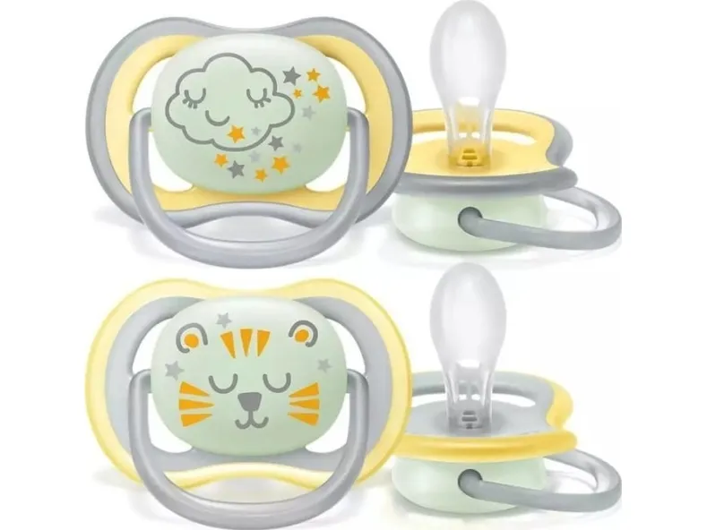 Philips AVENT Ultra air SCF376/01 sut, Nat baby sut, Ortodontisk, Silikone, Dreng/Pige, Tåler opvaskemaskine, 2 stk