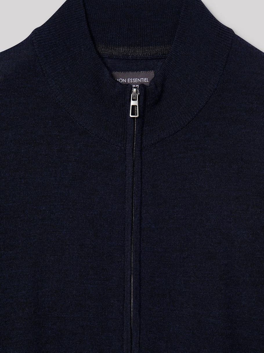 Cardigan zippé en laine mérinos