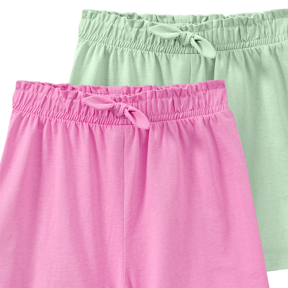 Yigga 2 Mädchen Shorts mit Zierschleife hellgrün / rosa