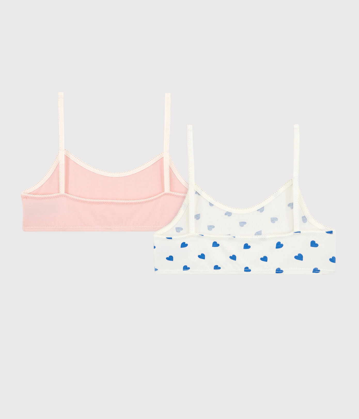 Lot de 2 brassières cœurs fille en coton et élasthanne