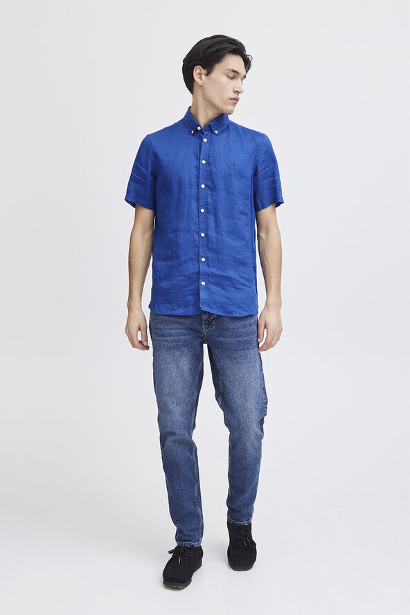 Casual Friday CFANTON 0071 SS 100% linen shirt Mazarine blue