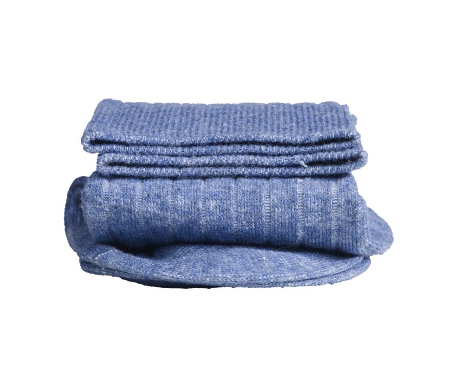 Chaussettes homme coton lin avec côtes Bleu Moyen Chiné