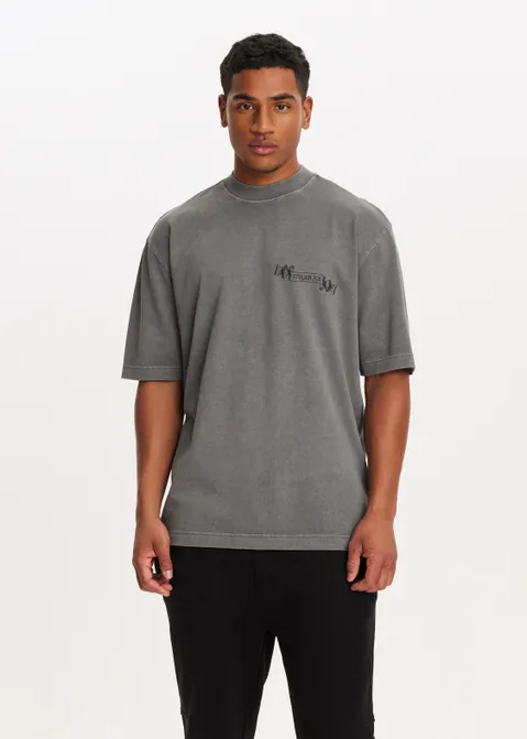 T-shirt met backprint halo antraciet (ANTRA)