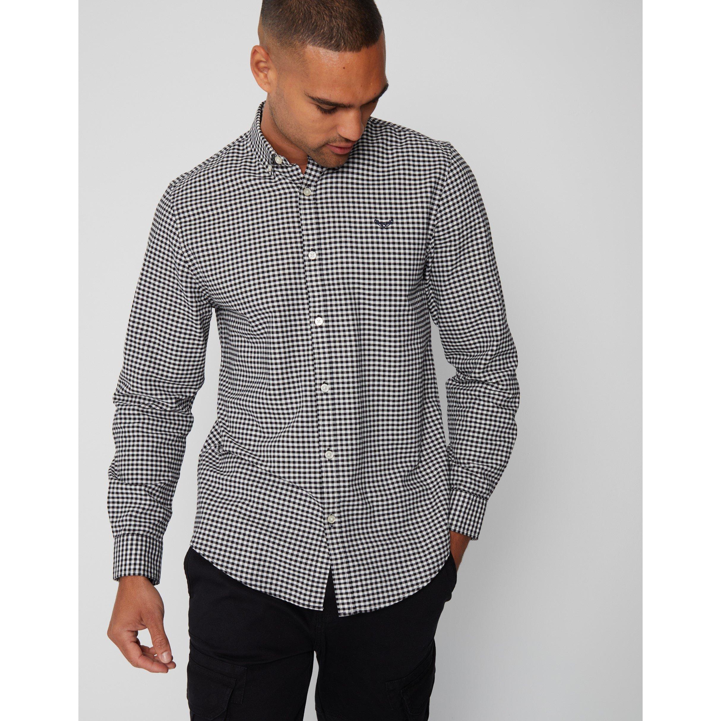 Threadbare Check Cotton Long Sleeve Shirt Mens