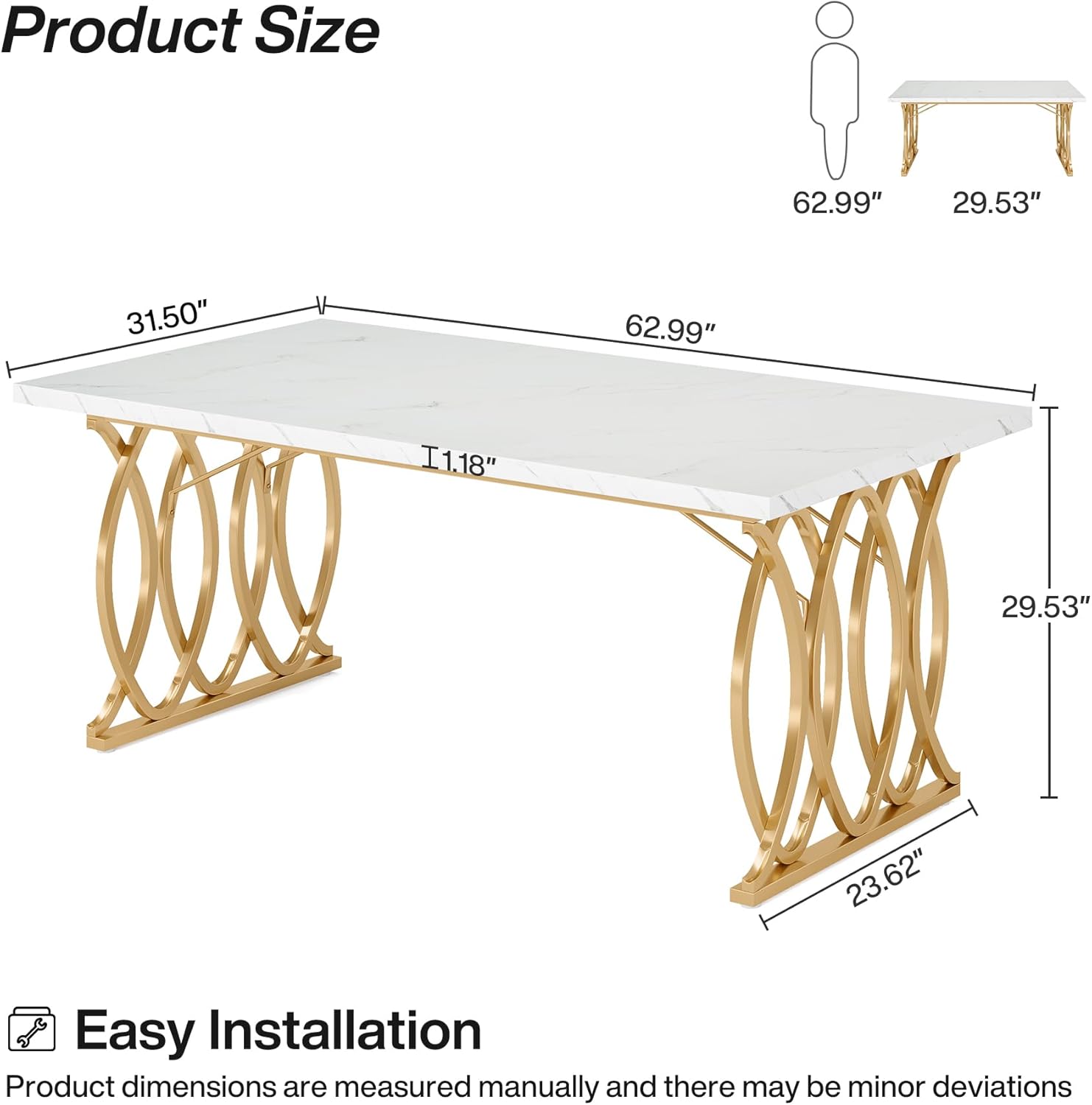 LITTLE TREE Modern Dining Table for 4-6 People, 63