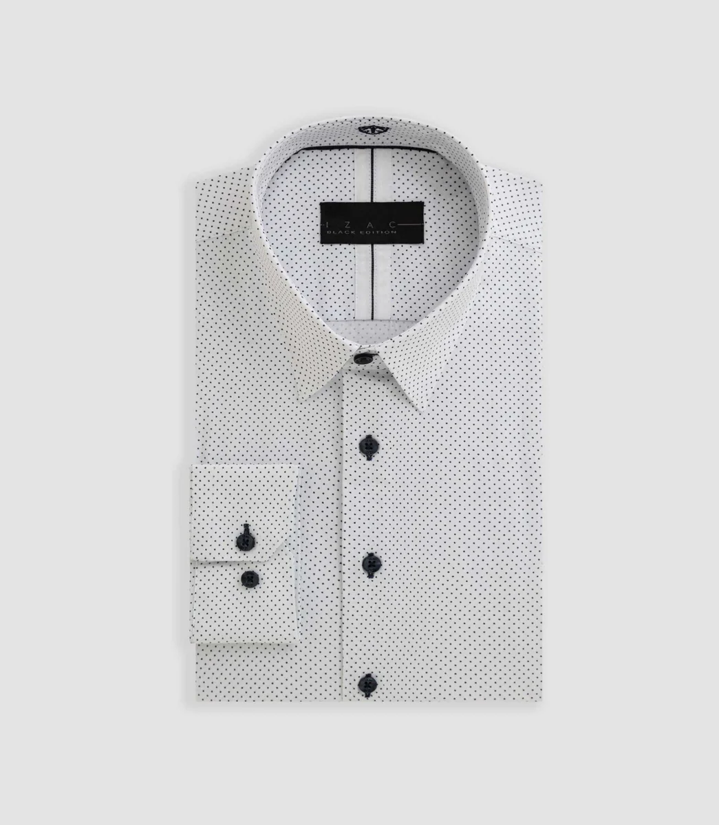 Chemise blanche imprimée à pois 