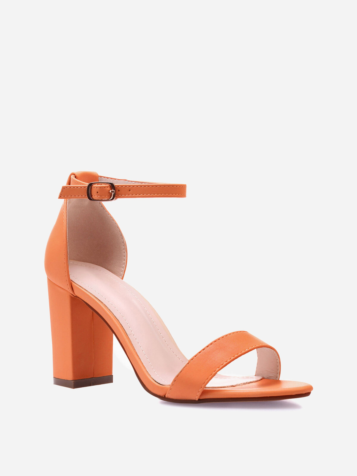 Sandales à bride et talon carrés- orange