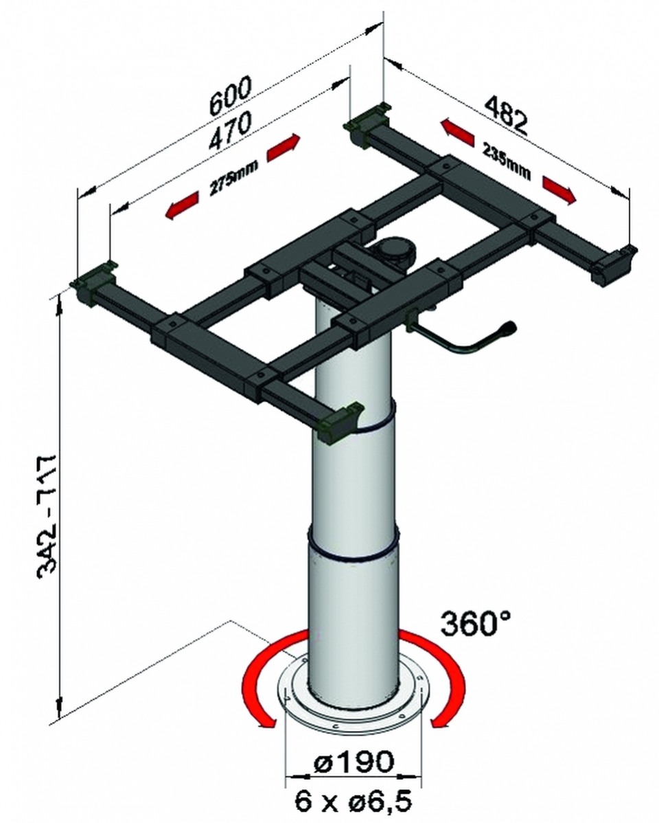 Liftgestell mit Verdrehung gussgrau