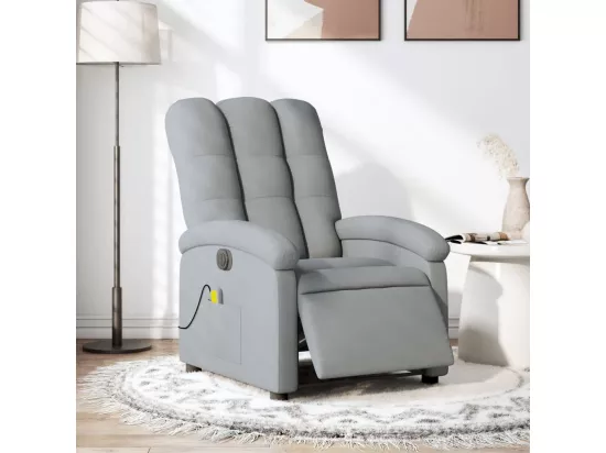 Fauteuil massant inclinable électrique gris clair tissu