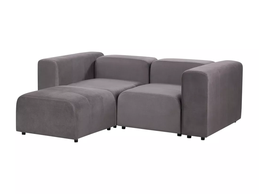 Canapé 2 places modulable avec ottoman en velours gris foncé FALSTERBO