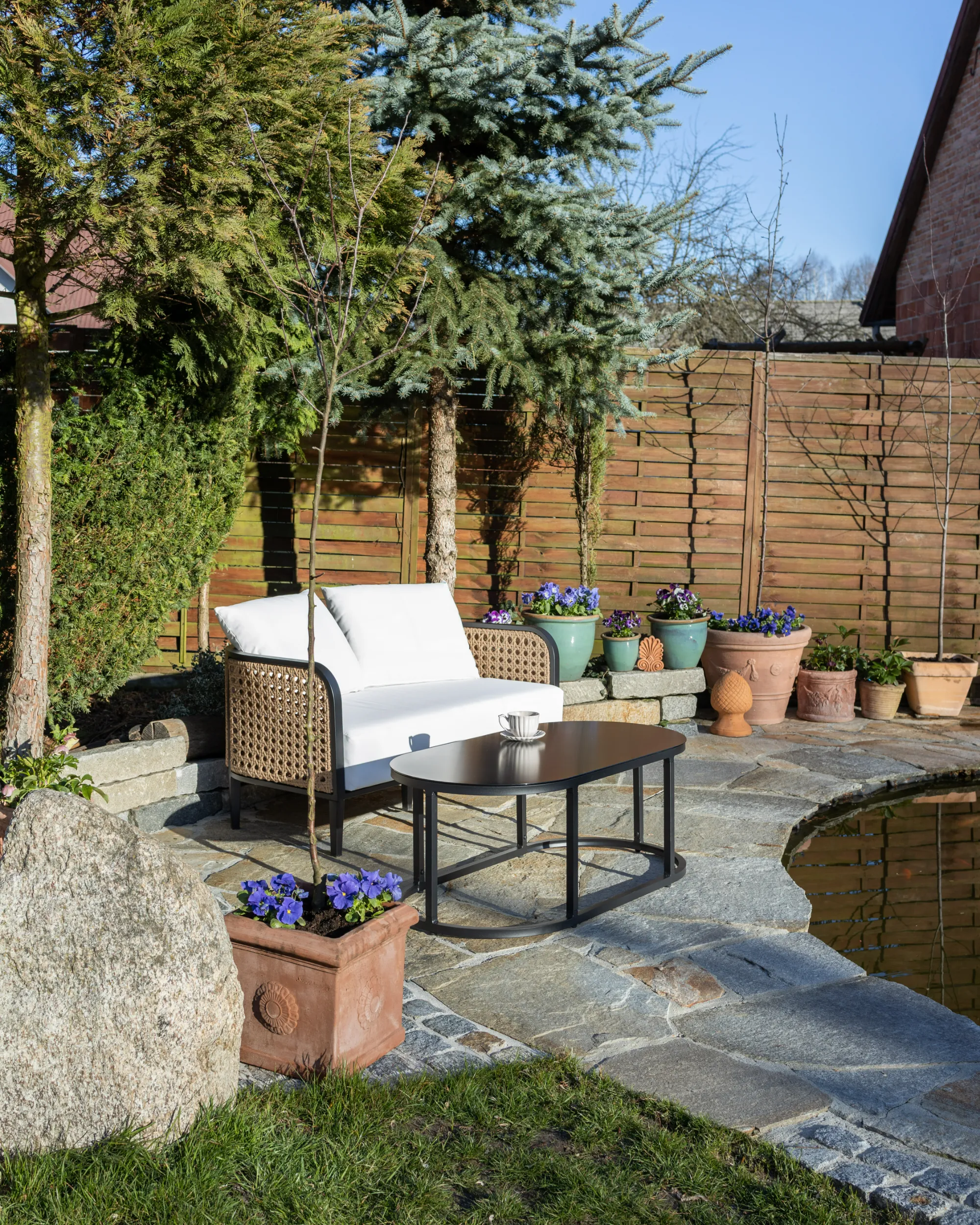 Loungeset met tafel 2-zits MONTEFALCO Metaal Wit