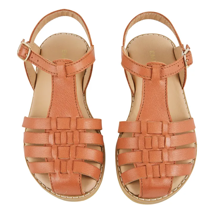 Emile et Ida Sandales Croisillons Cuir | Camel