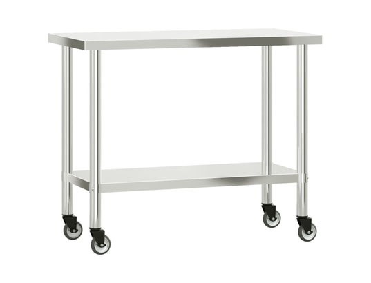 VIDAXL - Mobilier de cuisine Table de travail de cuisine avec roues 110x55x85 cm inox