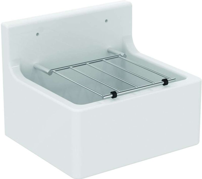 Ideal Standard Uitstortgootsteen - Wit/Chroom, 46x38 cm, Met Emmerrooster