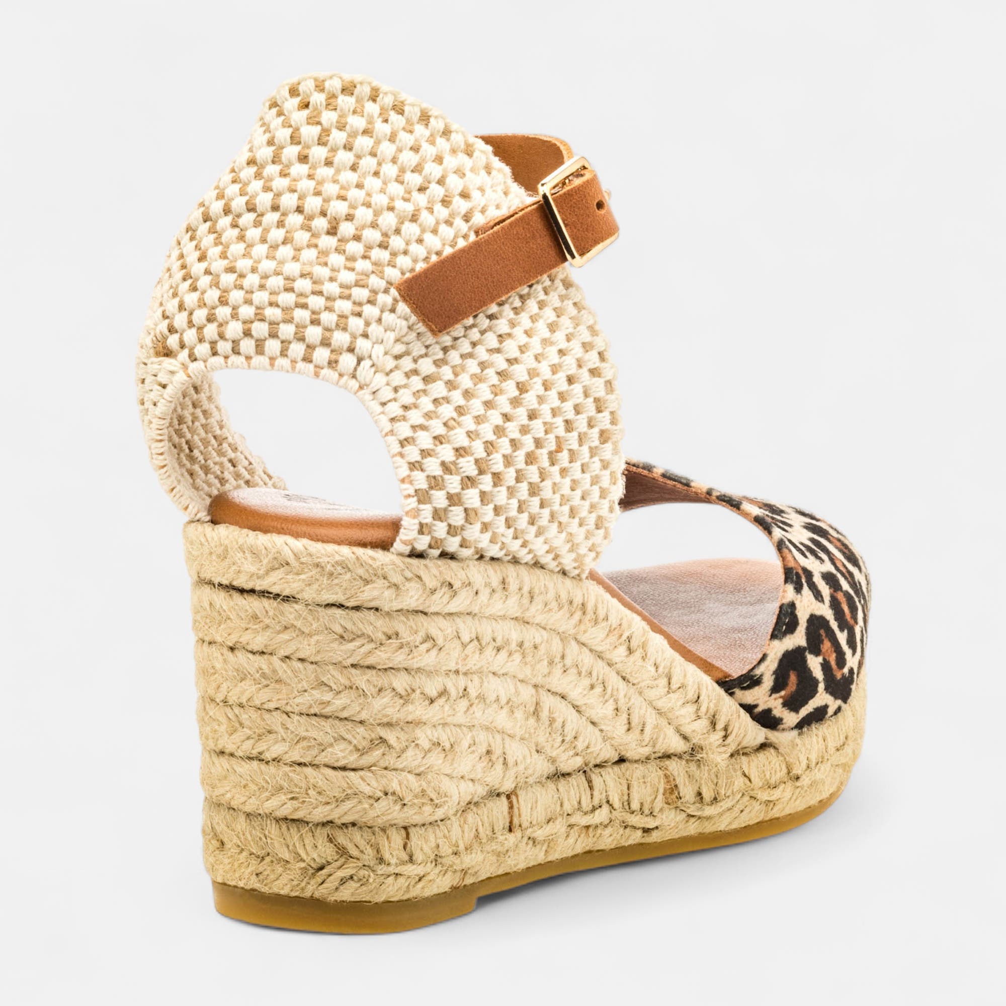 Espadrilles à talon compensé Femme camel