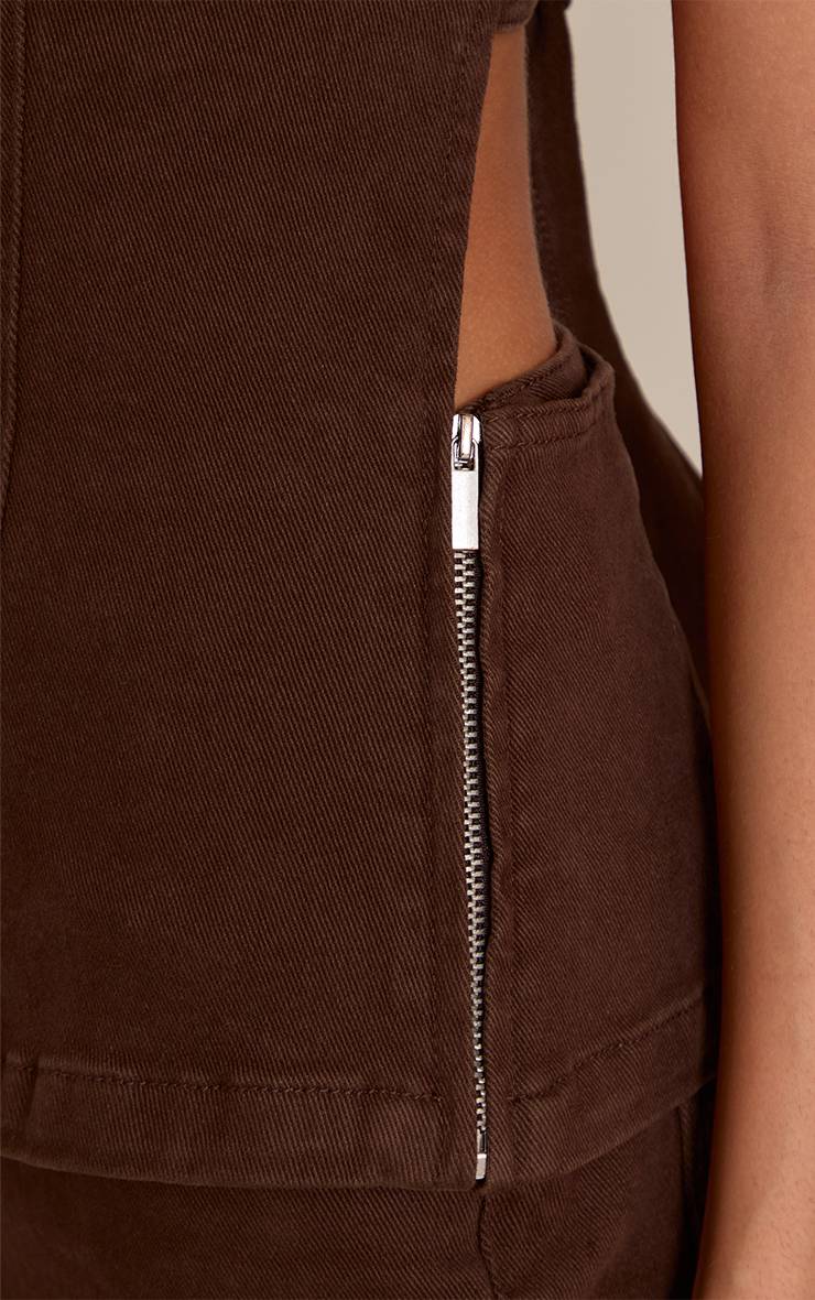 Marron Haut En Denim À Dos Noué