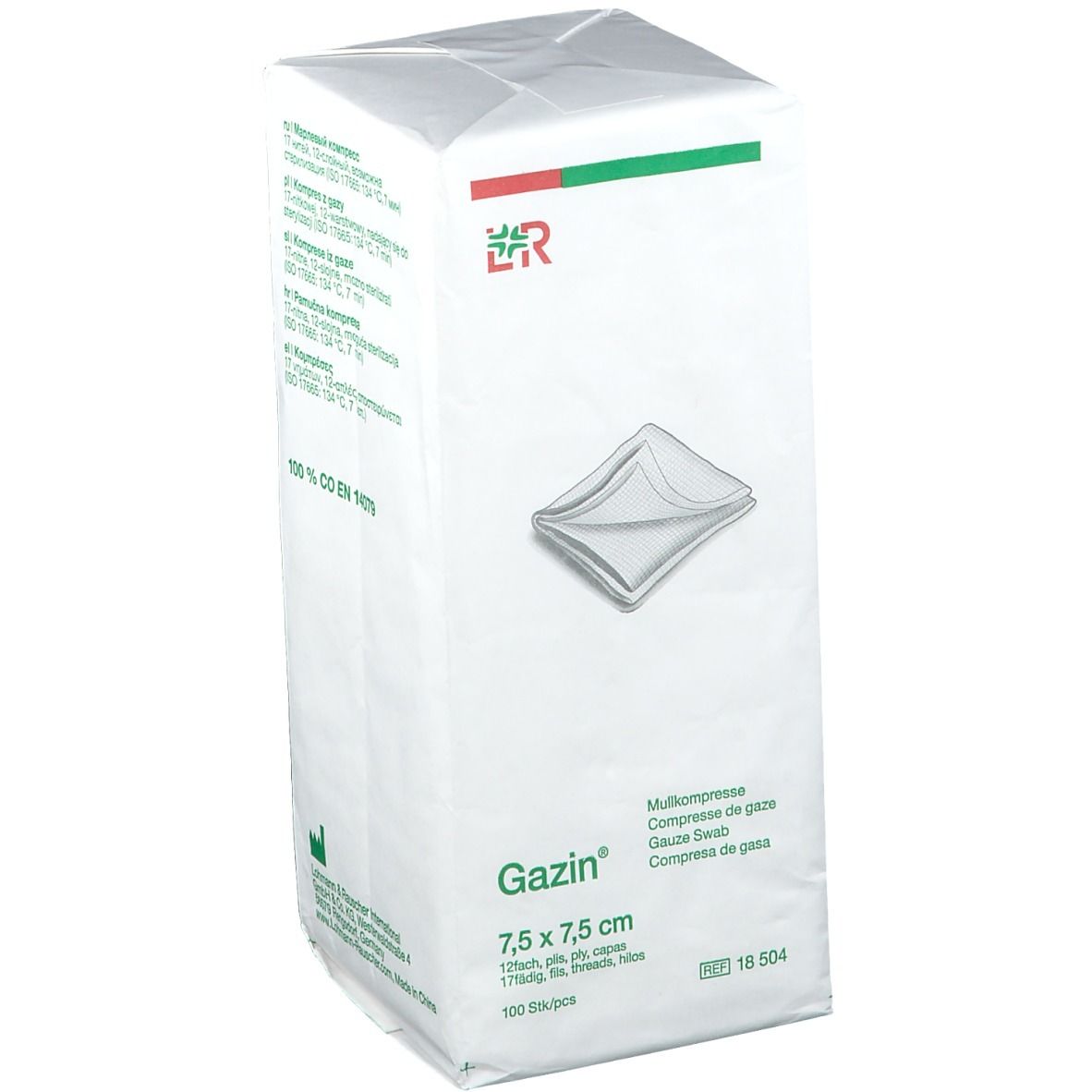 Gazin® Mullkompresse 7,5 cm x 7,5 cm unsteril 12 lagig