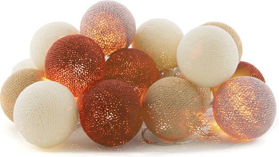 Cotton Ball Lights lichtsnoer Saffron starter kit koper/geel 7,4 m met 20 lampen