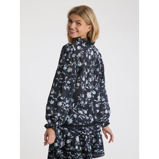 Neo Noir Lyla Night Flower Bluse, Navy, 42