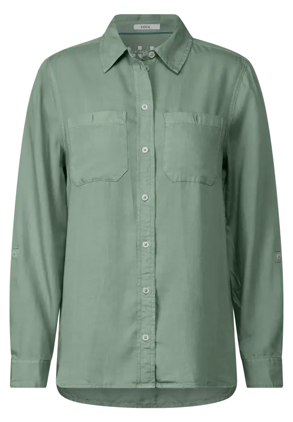 Lyocell Hemdbluse - raw salvia green
