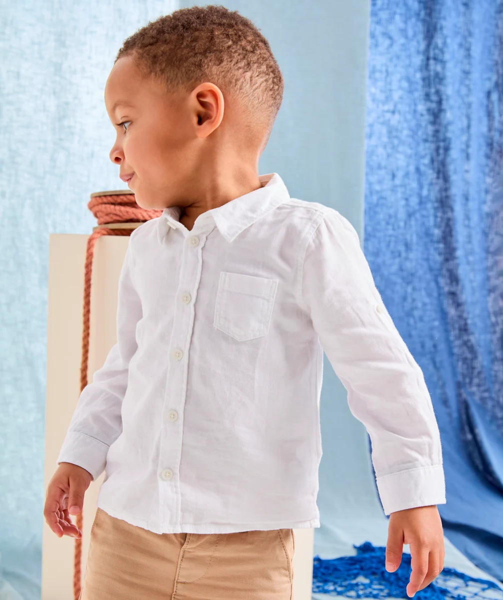CHEMISE BLANCHE MANCHES LONGUES BÉBÉ GARÇON