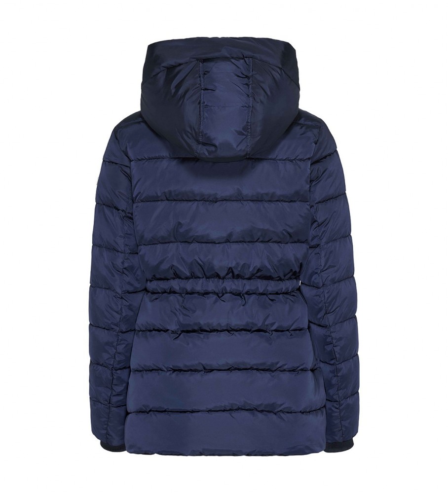 Jaqueta Tommy Jeans azul-marinho com capuz e cintura marcada