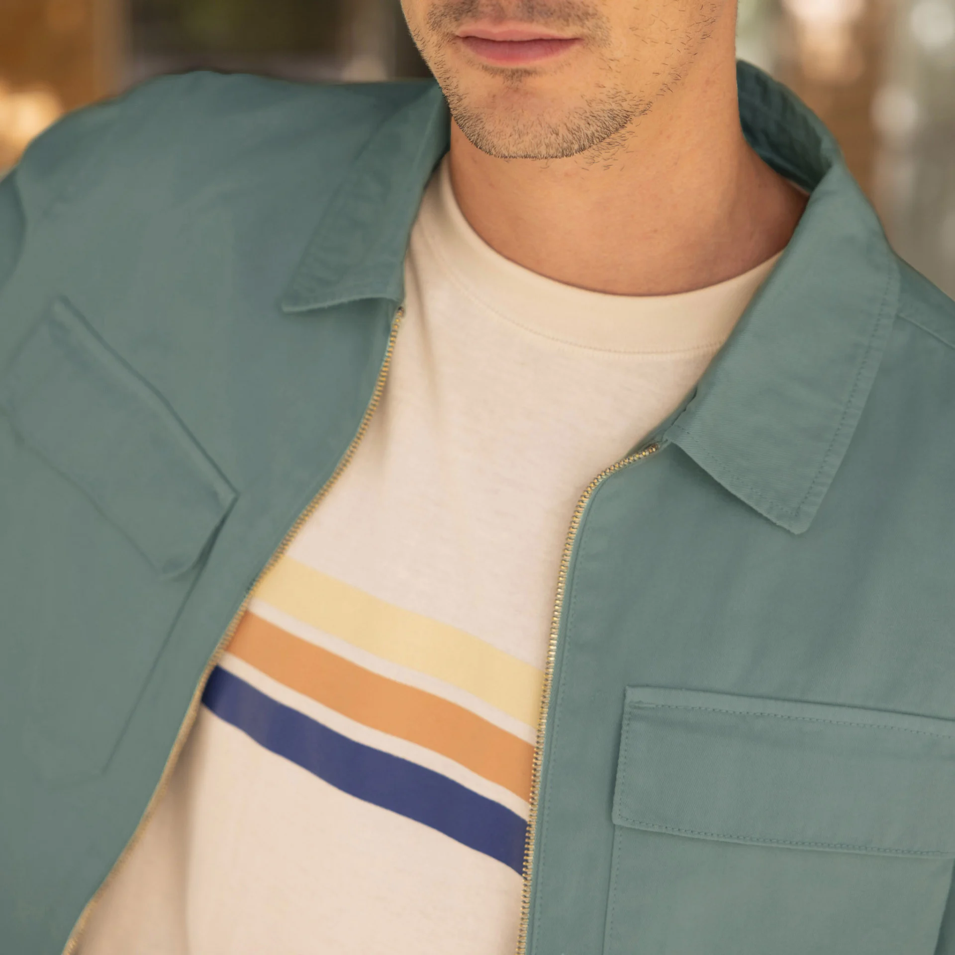 Blouson vert clair Coton - modèle Bondy