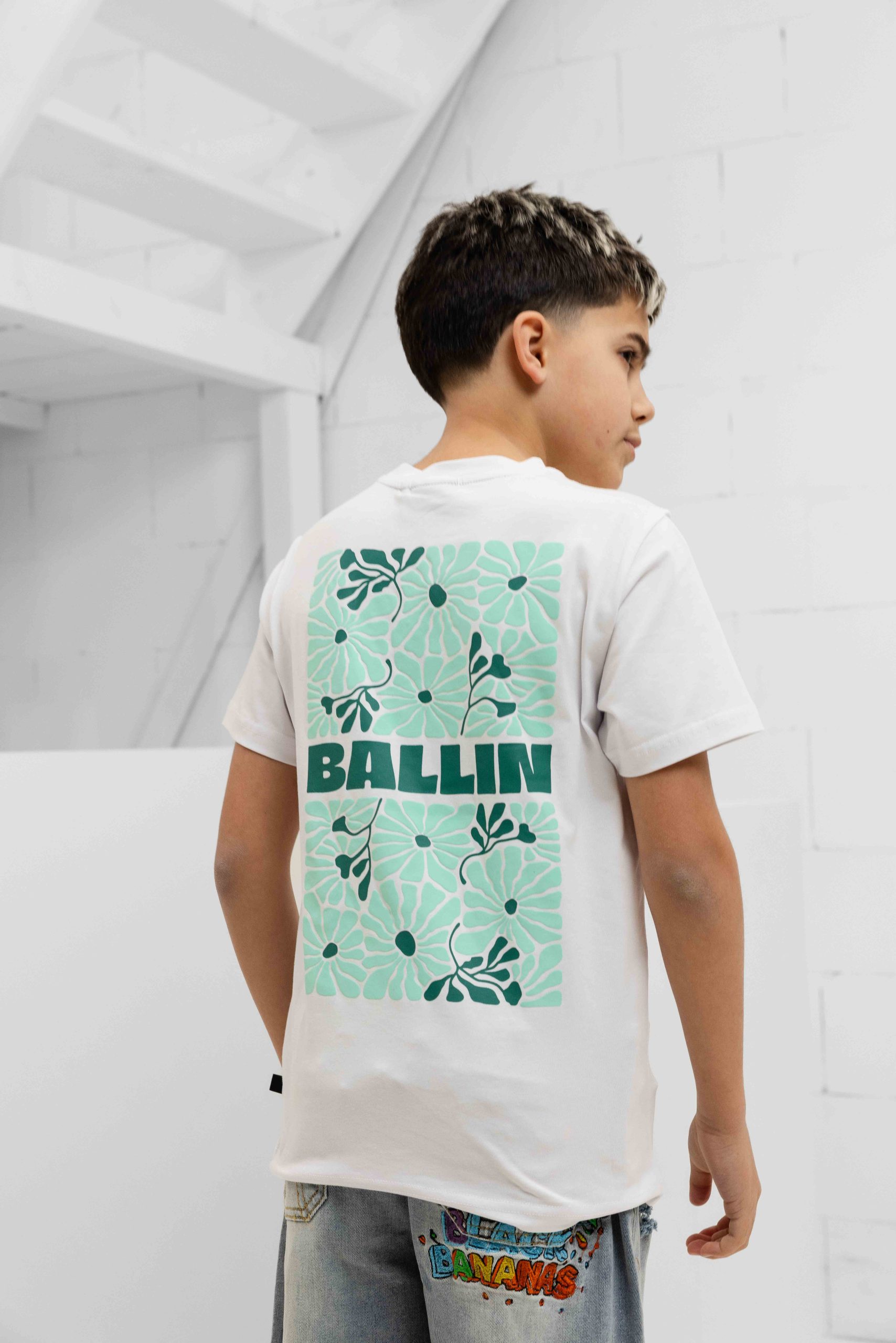 Ballin Amsterdam Floral Bouquet T-Shirt Kids Wit