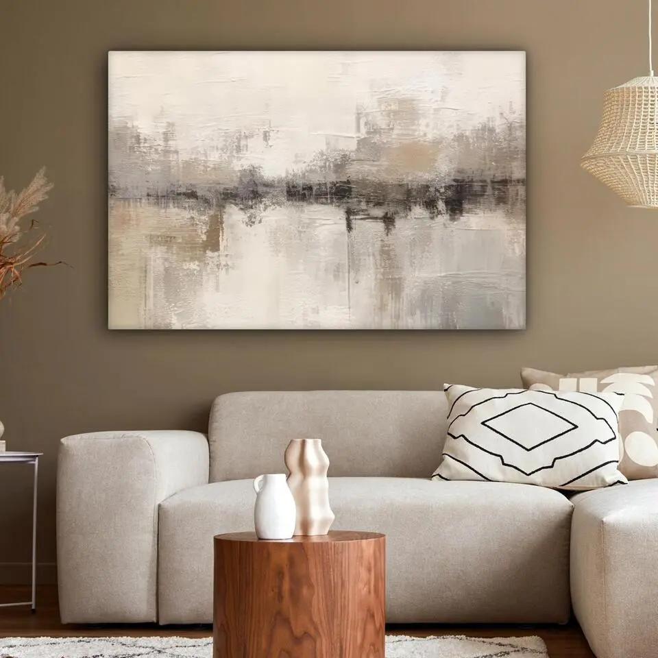 MuchoWow Canvas Schilderij 120x80cm Moderne kunst Abstract Beige