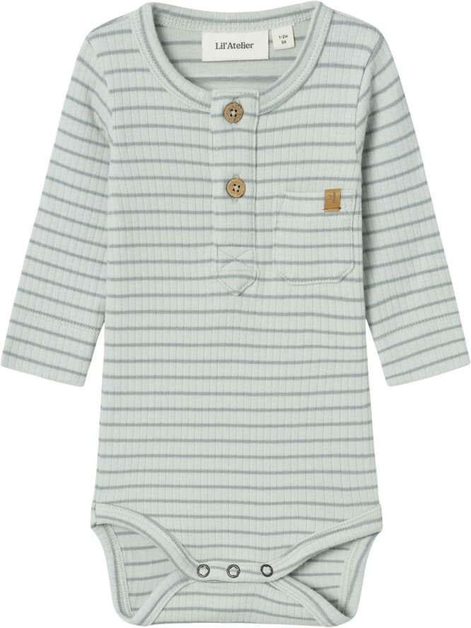 Lil' Atelier NBMGIO BON LS SLIM BODY LIL Sky gray/stripe