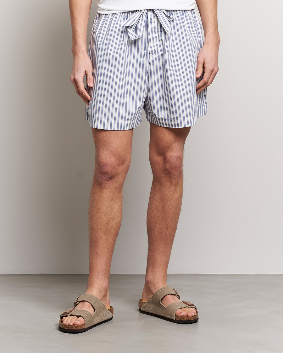 Tekla Poplin Pyjama Shorts Skagen Stripes