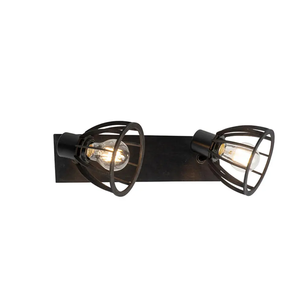 Qazqa opbouwspots fotu zwart e27
