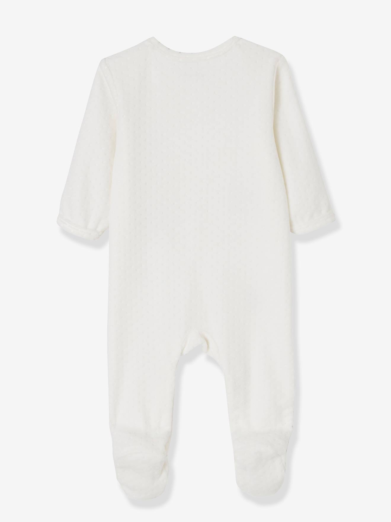 Conjunto de 2 pijamas de veludo para bebê com abertura frontal, branco claro, bicolor/multicolorido.