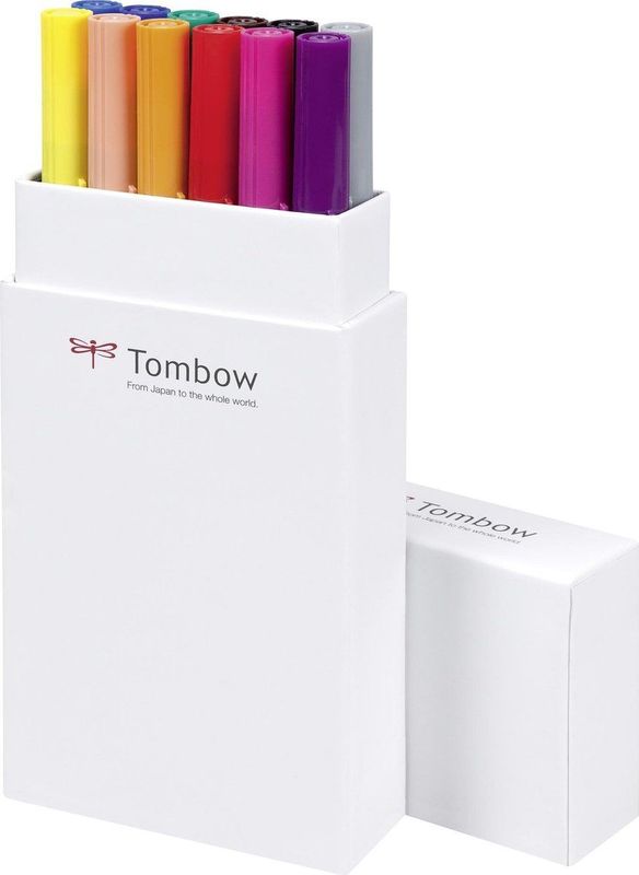 Tombow - ABT Dual-Brush Viltstiften - Set van 12 - Primaire Kleuren - Kalligrafie