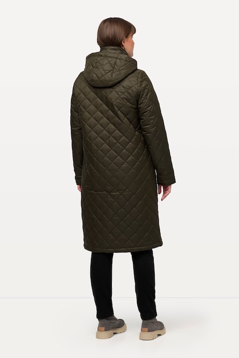 Steppmantel, Cordkragen, Kapuze, 2-Wege-Zipper