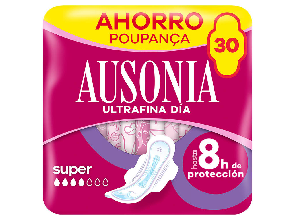 PENSOS HIGIÉNICOS ULTRAFINA SUPER COM ABAS AUSONIA 30 UN