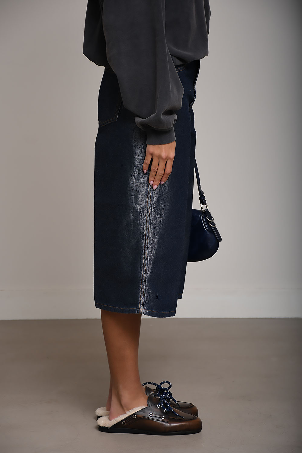 Shiny werf denim shorts