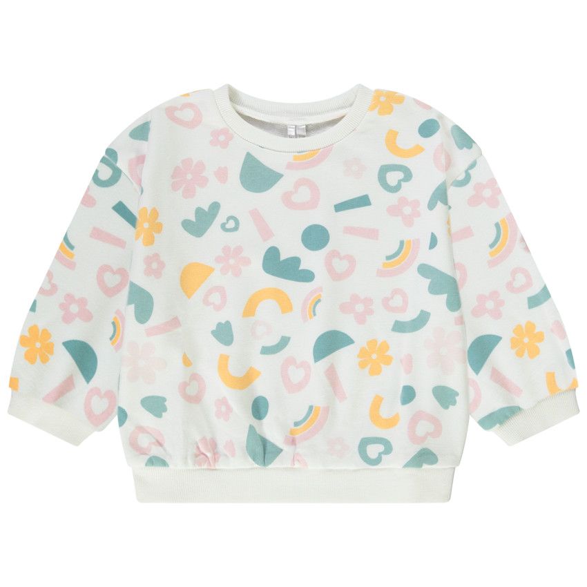Sweat oversize imprimé arty pour bébé fille - Ecru