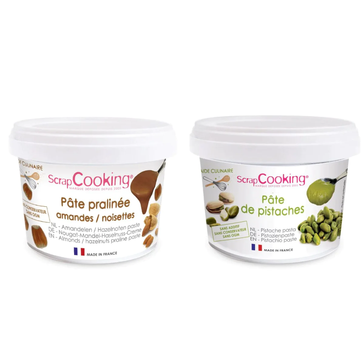 Pâte de pistache 200 g + noisette et amande 200 g Scrapcooking