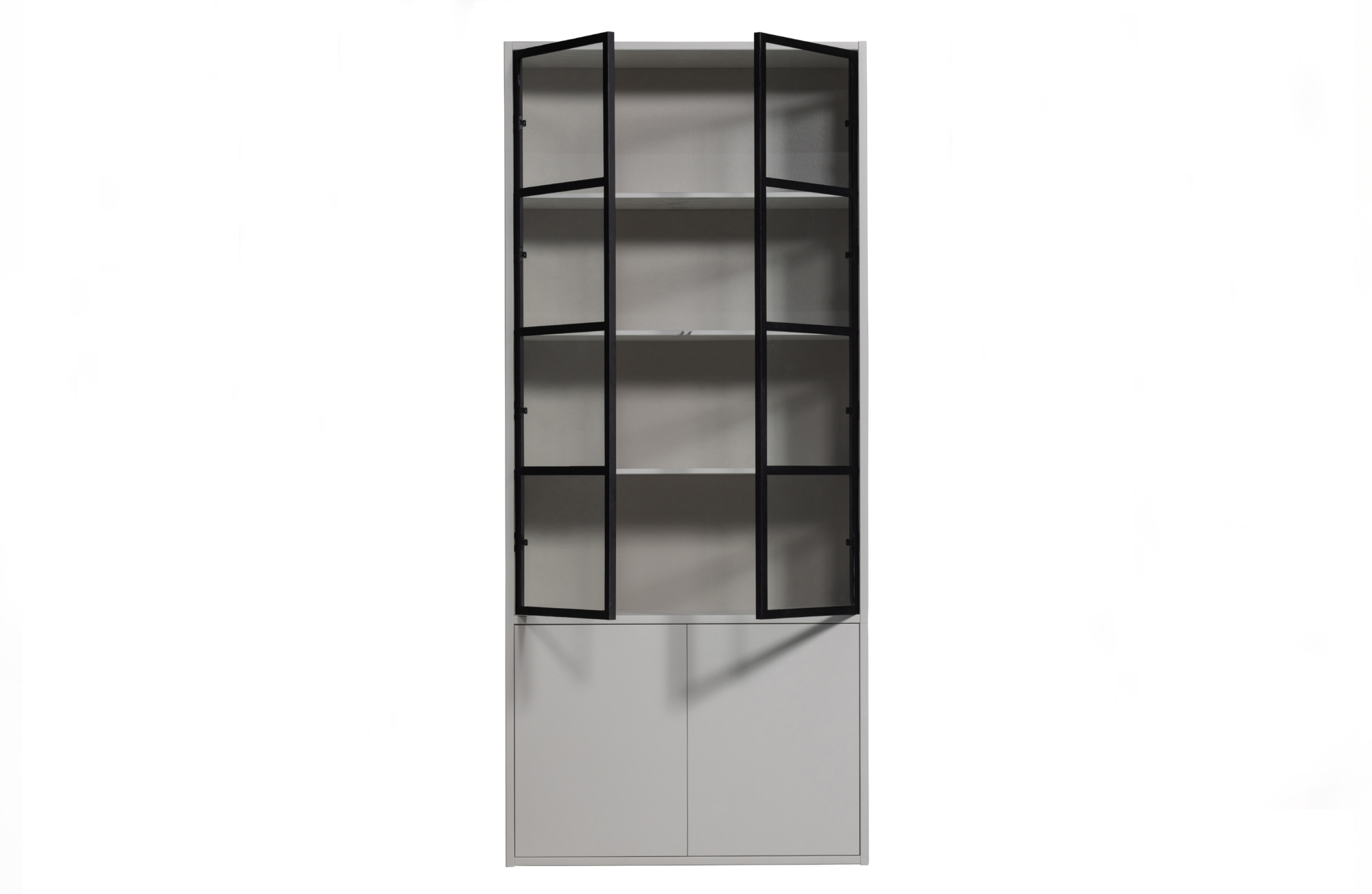 Vitrinekast Basic grenen 4 deurs Basic 4-drs vitrinekast grenen mist [fsc]