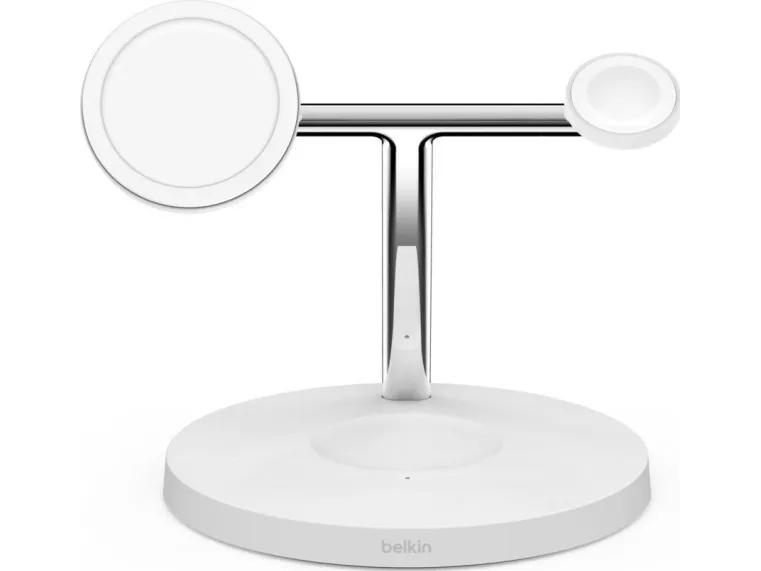 Belkin BoostCharge Pro - Trådløs opladningsstander - med MagSafe   AC-strømadapter - 15 Watt - Fast Charge - hvid - for Apple AirPods; AirPods Pro; iPhone 12, 13; Watch Series 4, Series 5, Series 6, Series 7