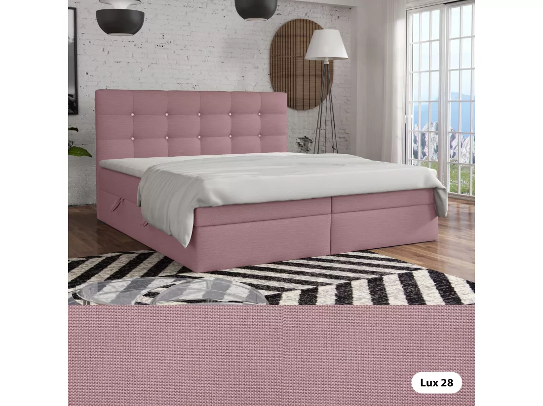 LIT BOXSPRING avec surmatelas Elegante 200x200 cm, rose