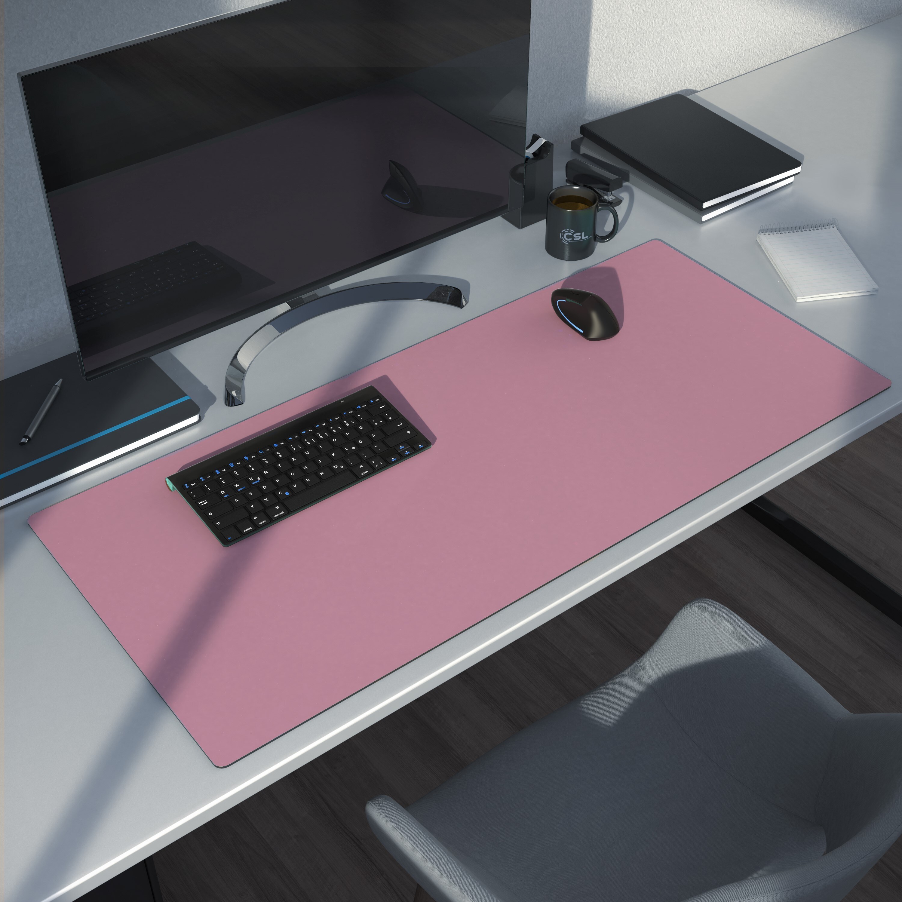 CSL Mauspad, Schreibtischunterlage XXL, Elegante Leder Optik, Mousepad 900 x 400 mm, Dunkelrosa