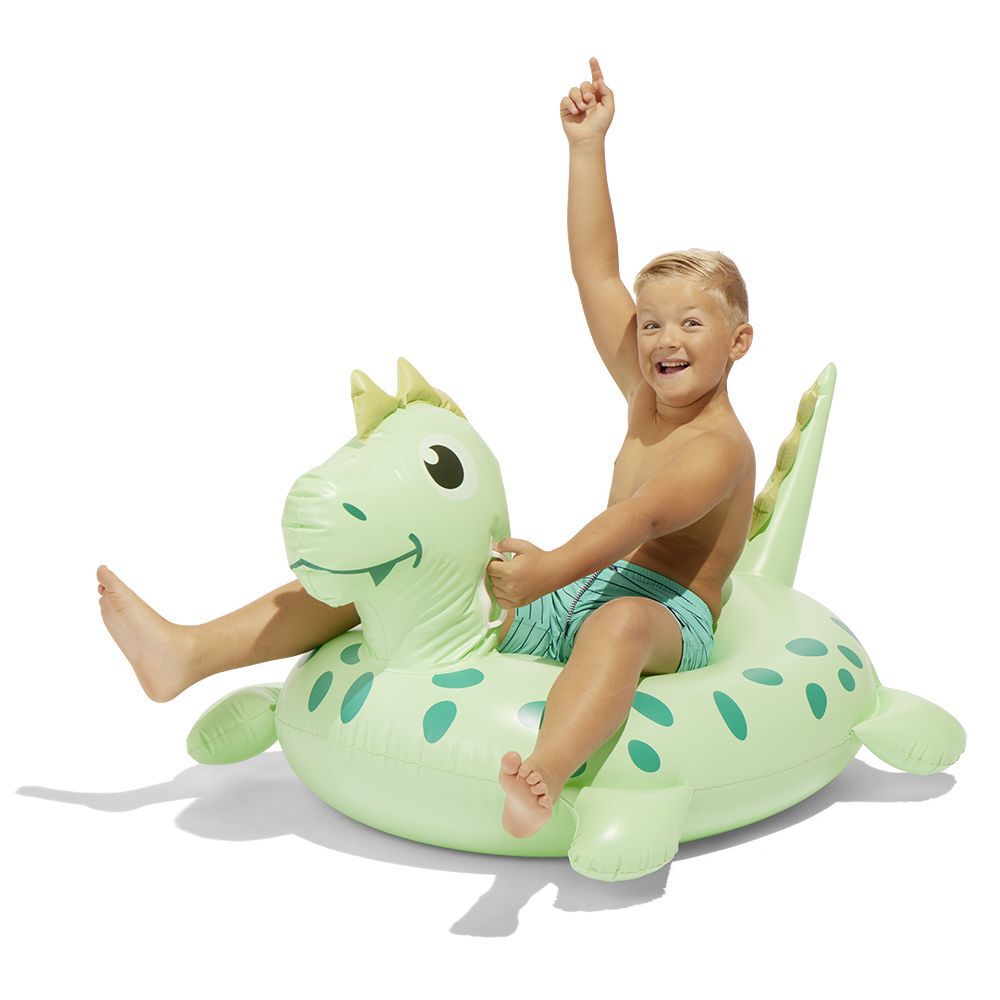Dinosaure à chevaucher gonflable Funky vert 134x76cm
