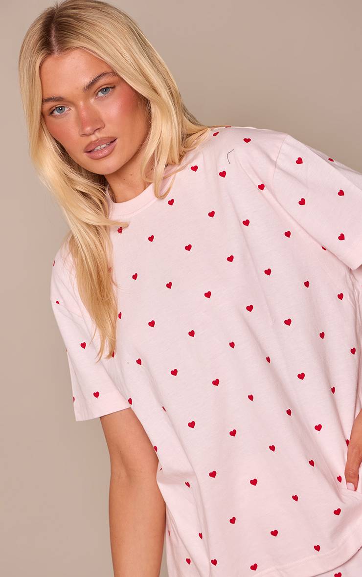 Rose Bébé Haut De Pyjama Boxy & Pantalon Imprimé Cœurs