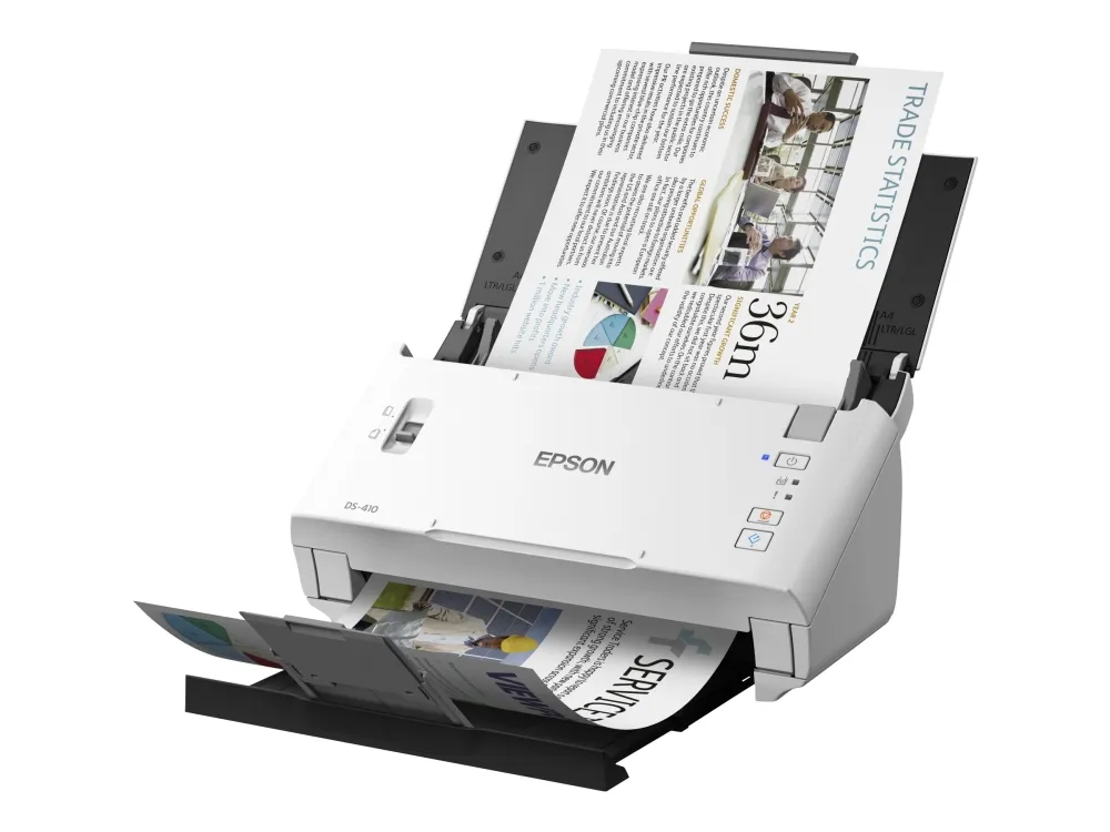 Epson WorkForce DS-410 - Dokumentscanner - Contact Image Sensor (CIS) - Duplex - A4 - 600 dpi x 600 dpi - op til 26 ppm (mono) / op til 26 ppm (farve) - ADF (50 ark) - op til 3000 scanninger pr. dag - USB 2.0