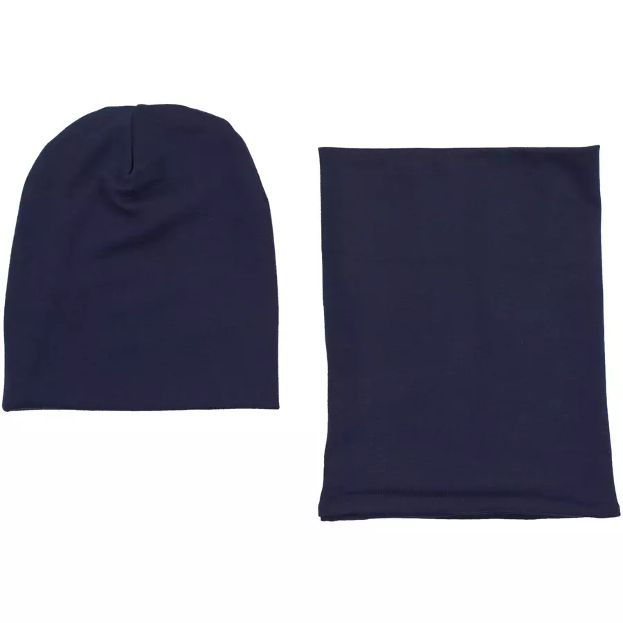 TupTam Unisex Kinder Beanie Mütze Schlauchschal Set black denim
