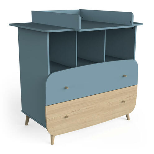 Commode 2 tiroirs 3 niches FIRMIANA Bleu Orage - CBA Meubles
