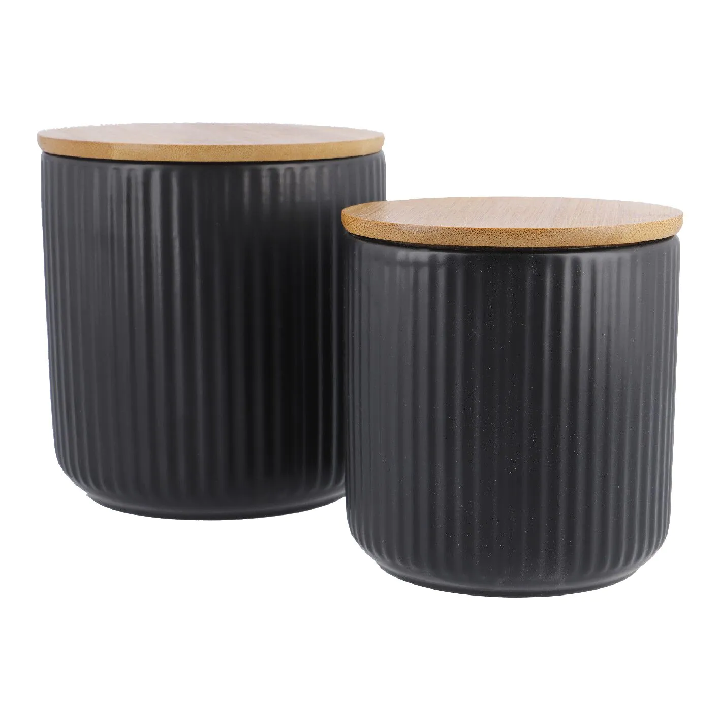 2er Set Vorratsdose Rillen, schwarz